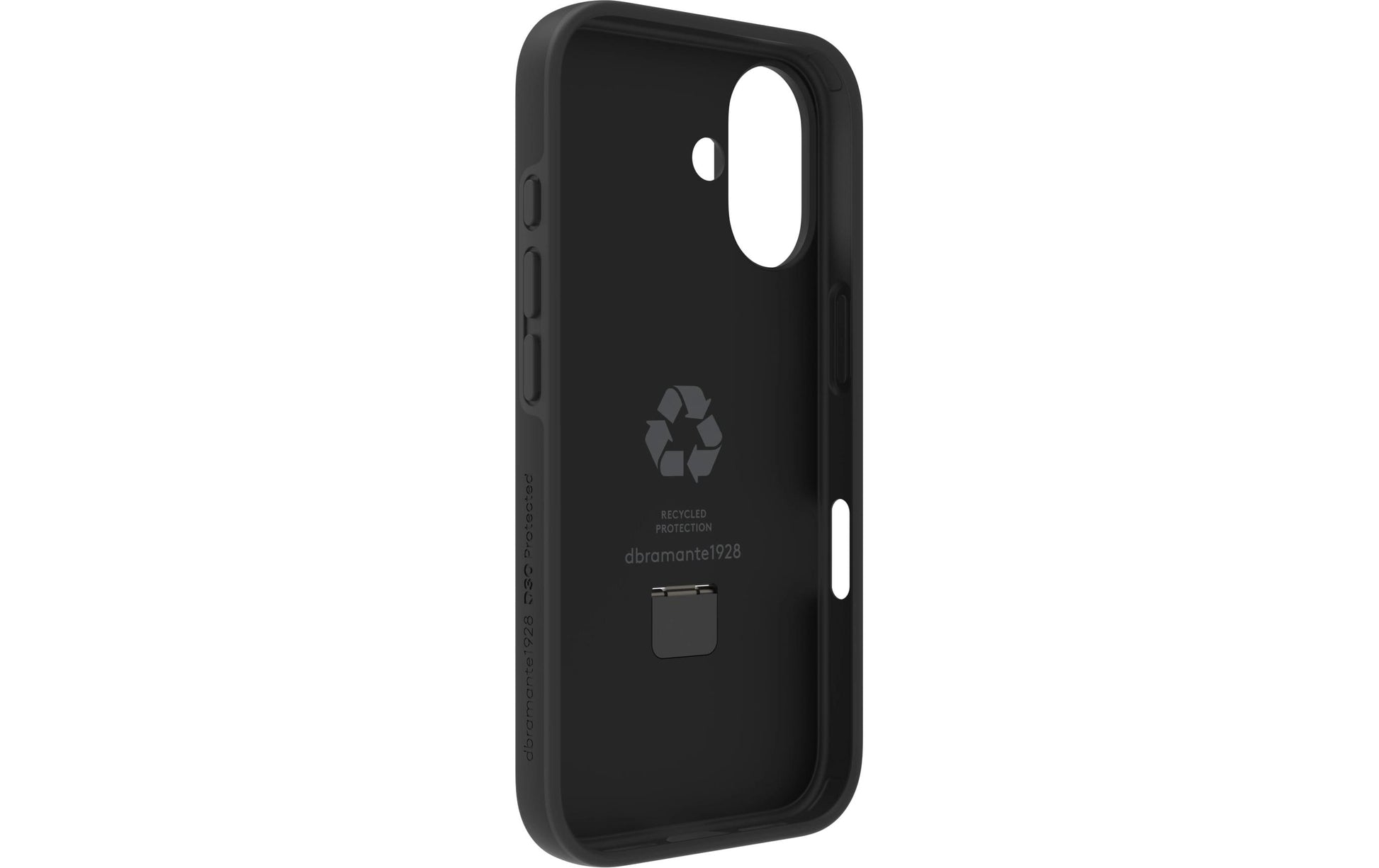 dbramante1928 Iceland Ultra Backcover – für Apple iPhone 16, mit Ständer, Recycling-Kunststoff, Schwarz