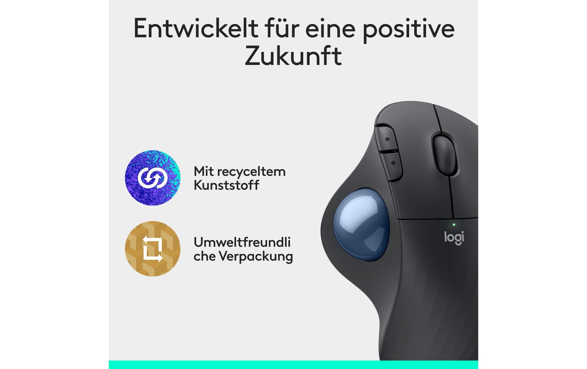 Logitech Ergo M575S Ergonomische Maus – kabellos, 5 Tasten, für Rechtshänder, Logi Bolt-Empfänger, schwarz