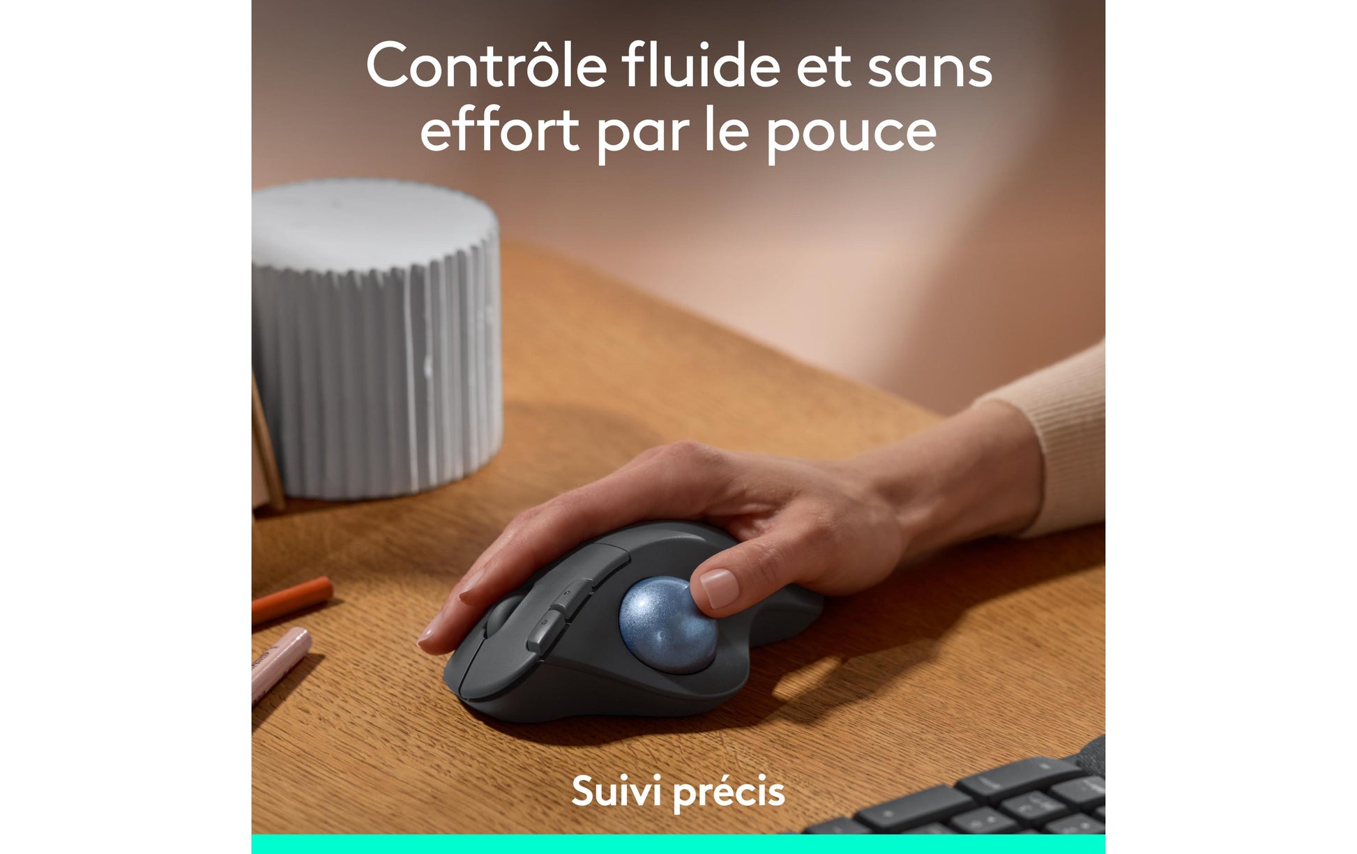 Logitech Ergo M575S Ergonomische Maus – kabellos, 5 Tasten, für Rechtshänder, Logi Bolt-Empfänger, schwarz