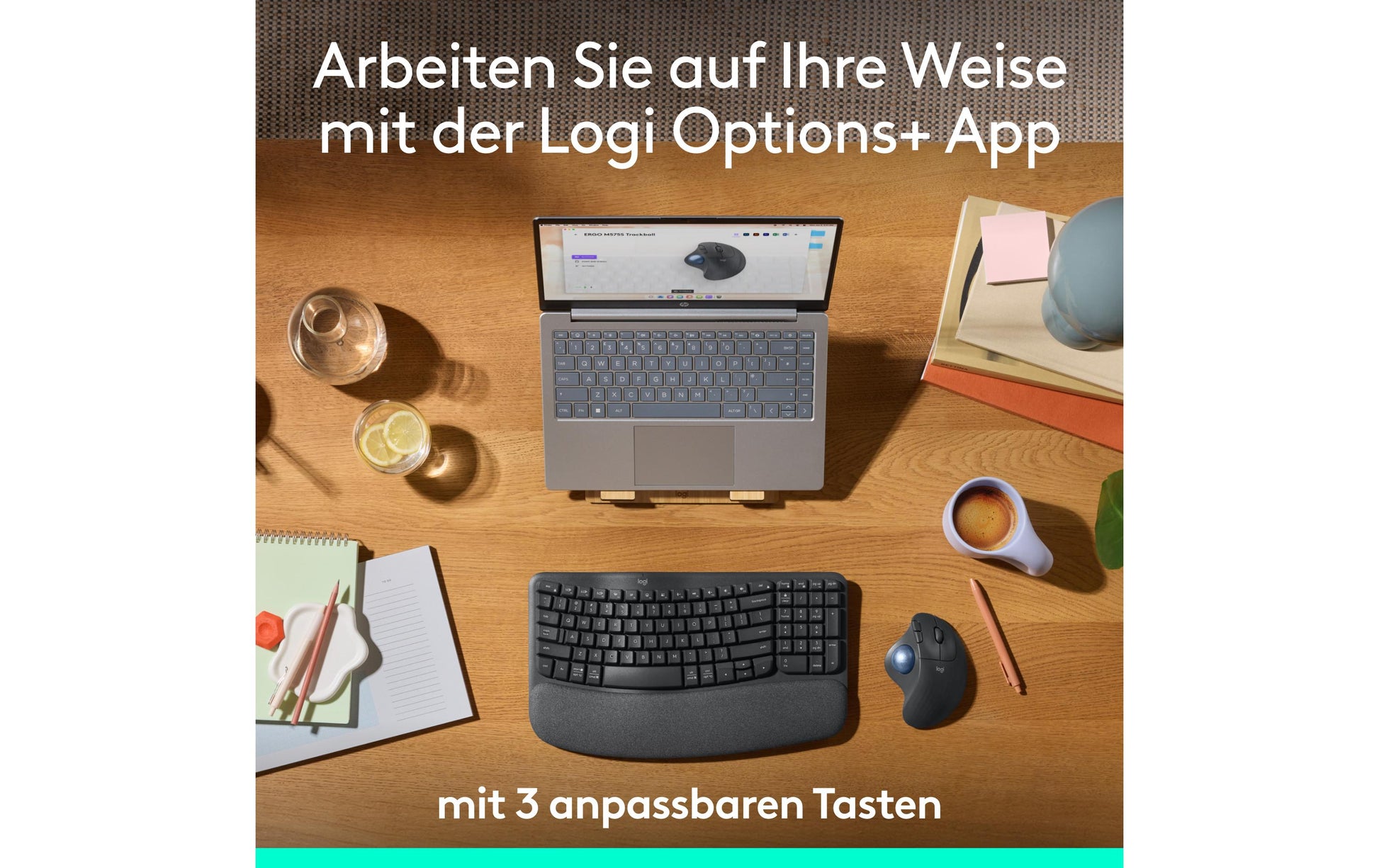 Logitech Ergo M575S Ergonomische Maus – kabellos, 5 Tasten, für Rechtshänder, Logi Bolt-Empfänger, schwarz
