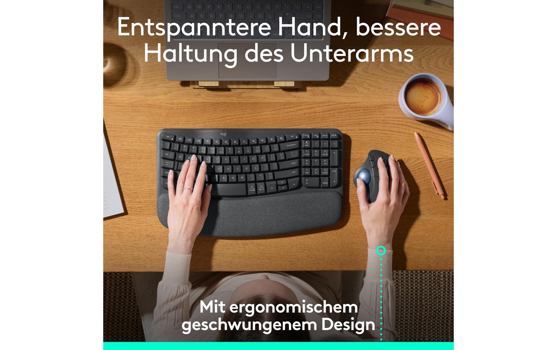 Logitech Ergo M575S Ergonomische Maus – kabellos, 5 Tasten, für Rechtshänder, Logi Bolt-Empfänger, schwarz