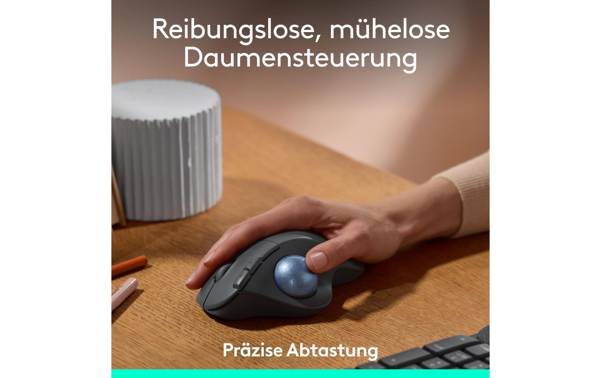 Logitech Ergo M575S Ergonomische Maus – kabellos, 5 Tasten, für Rechtshänder, Logi Bolt-Empfänger, schwarz