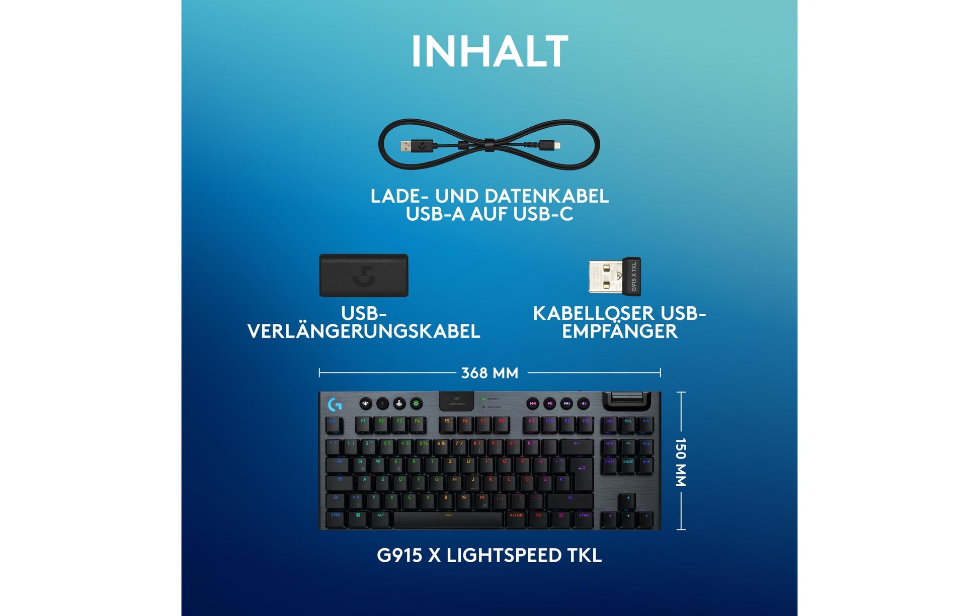 Logitech G G915 X LIGHTSPEED – Gaming-Tastatur TKL – Bluetooth & 2,4 GHz (USB-A-Empfänger) – QWERTZ (CH) – RGB