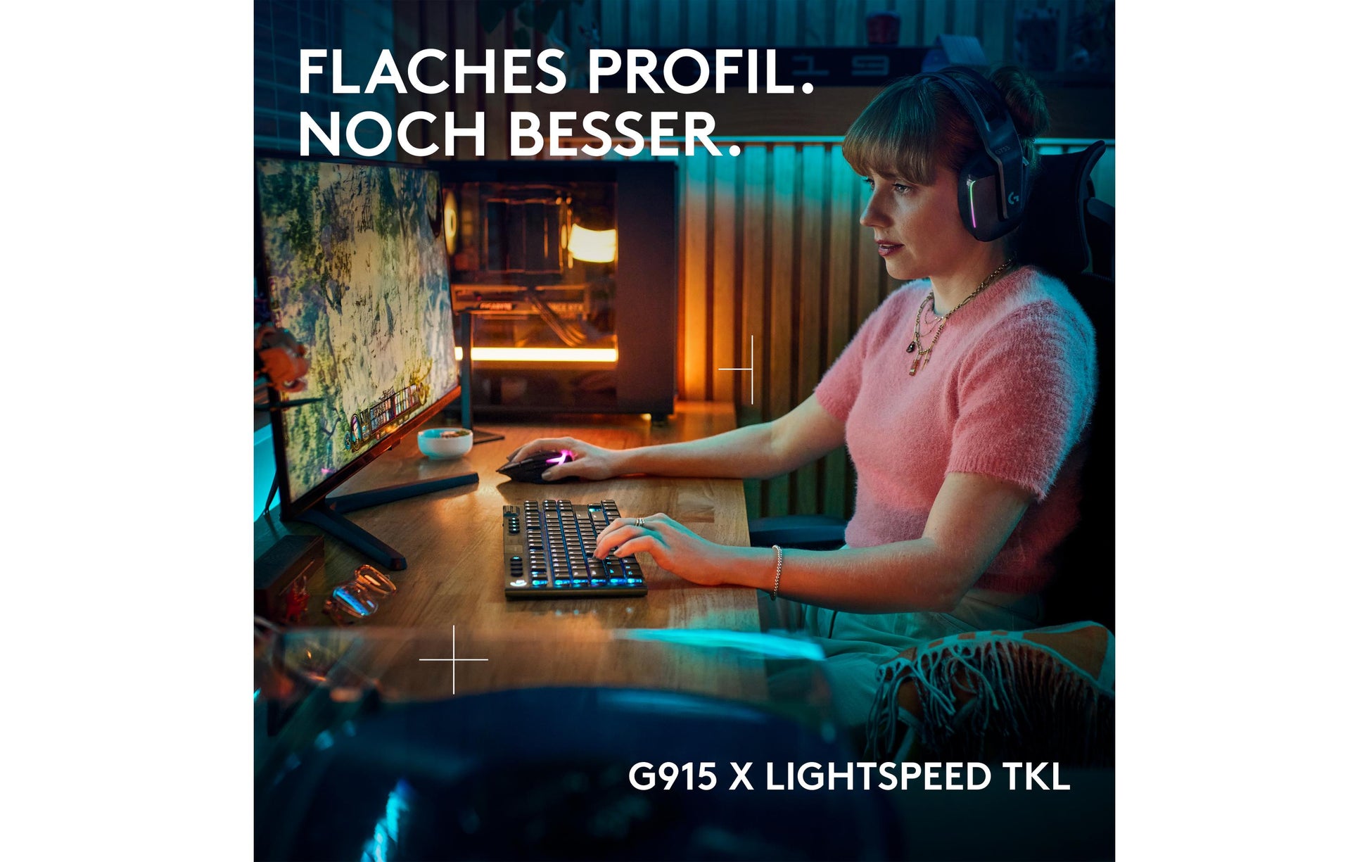 Logitech G G915 X LIGHTSPEED – Gaming-Tastatur TKL – Bluetooth & 2,4 GHz (USB-A-Empfänger) – QWERTZ (CH) – RGB