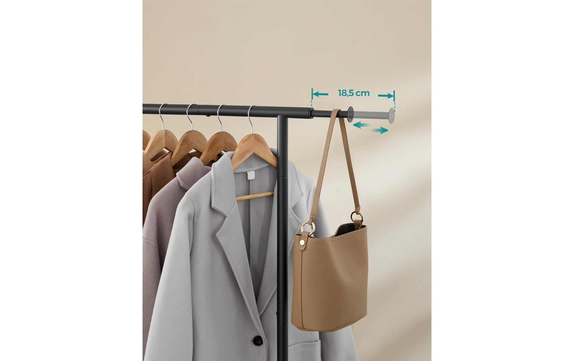 Songmics Garderobenständer (mit Rollen) – Stahl – Schwarz – 1'560 mm