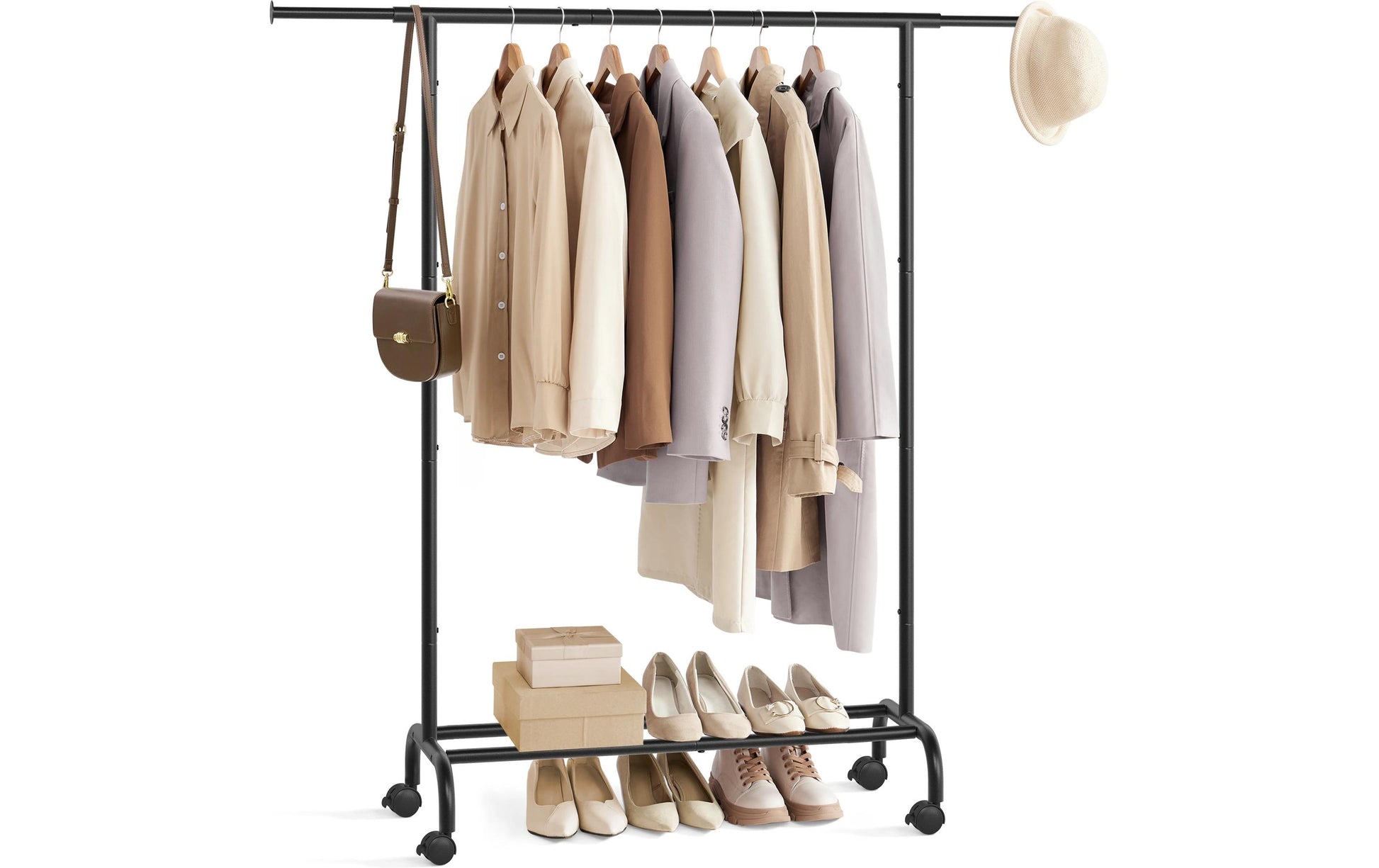 Songmics Garderobenständer (mit Rollen) – Stahl – Schwarz – 1'560 mm