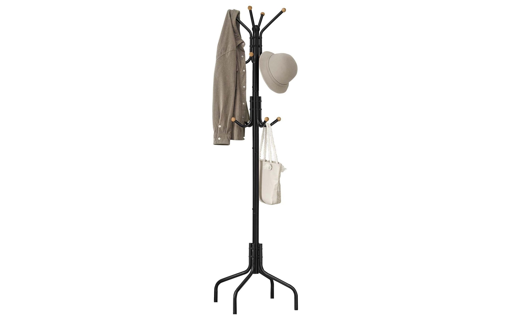 Songmics Garderobenständer – 12 Haken, Stahl, Schwarz, 55 × 55 × 180 cm