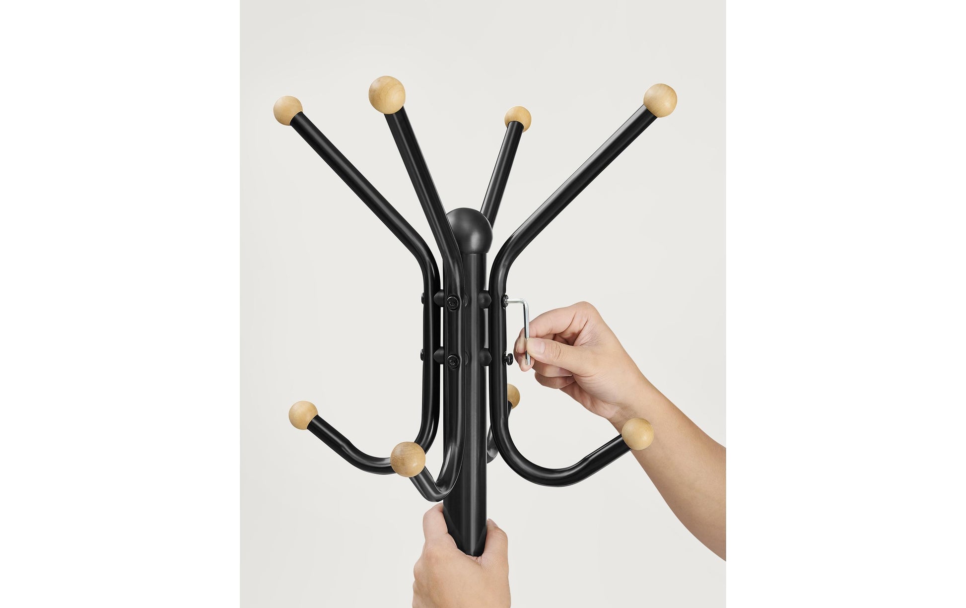 Songmics Garderobenständer – 12 Haken, Stahl, Schwarz, 55 × 55 × 180 cm