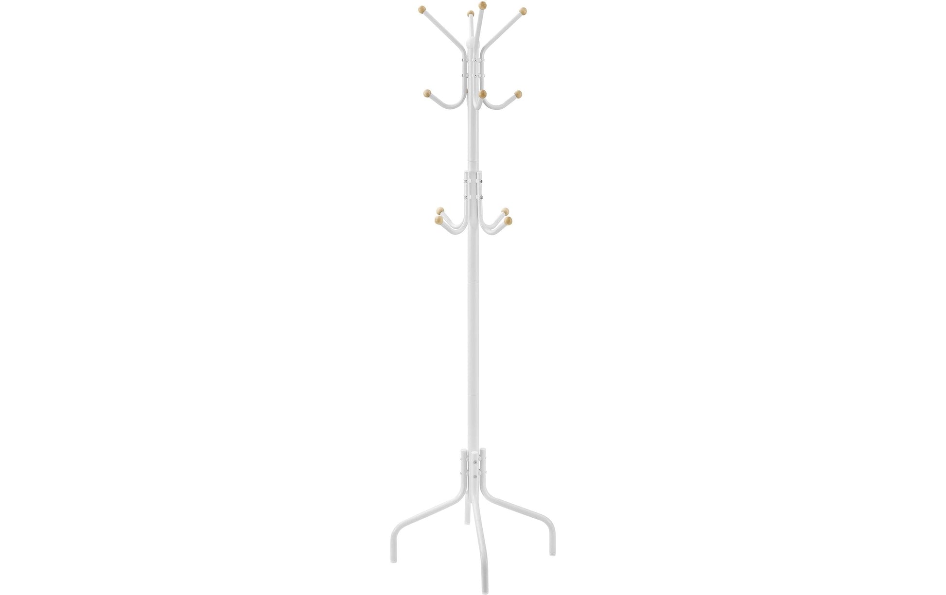 Songmics Garderobenständer – 12 Haken, Stahl, Weiss/Holz, 55 × 55 × 180 cm