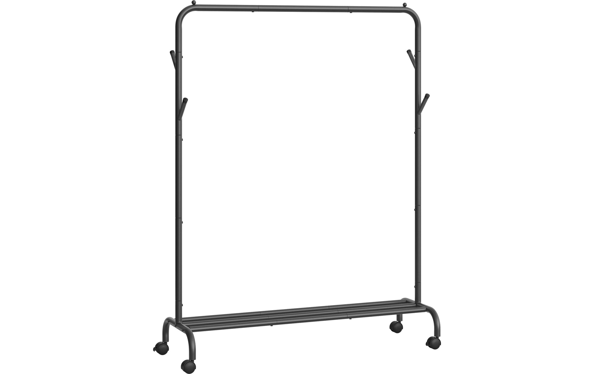Songmics Garderobenständer (4 Haken, mit Rollen) – Stahl – Schwarz – 1550 mm