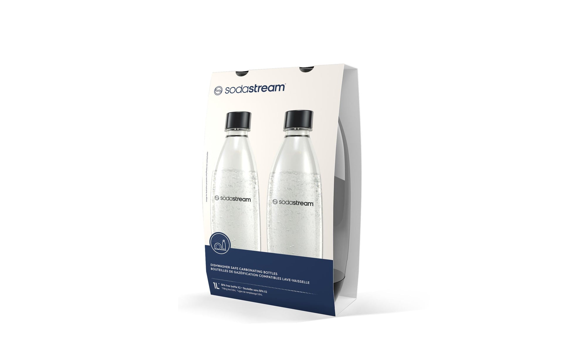SodaStream Karbonisiererflasche Fuse – 1 l, spülmaschinenfest, 2 Stk., Kunststoff, Schwarz/Transparent