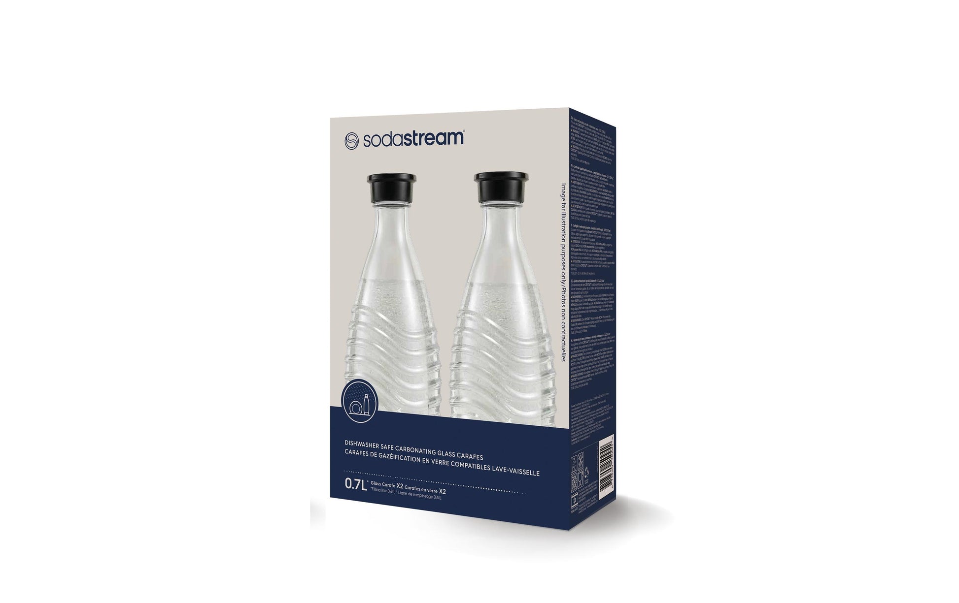 SodaStream Karbonisiererflasche, 2er-Set, 0,6 L, Glas – für SodaStream Crystal