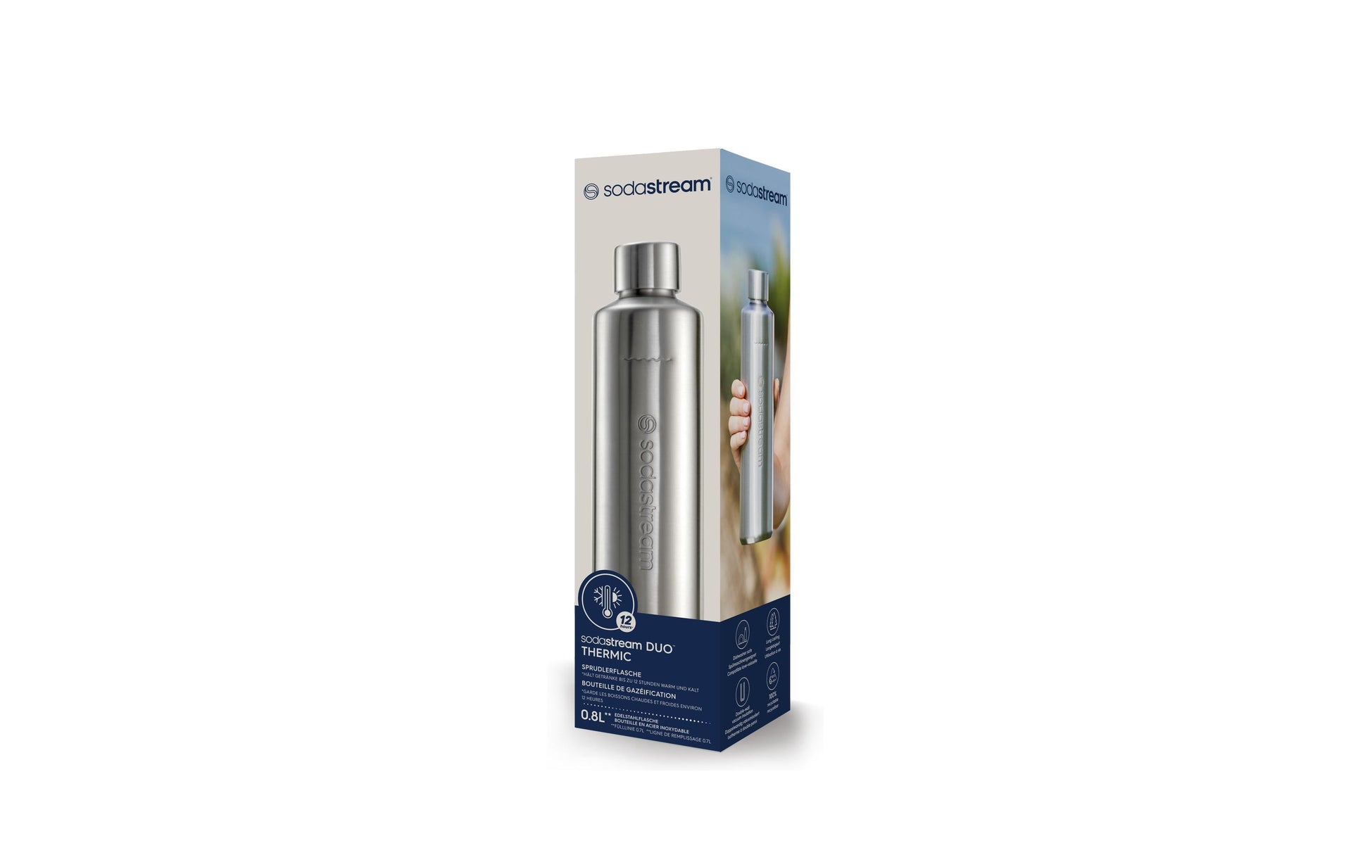 SodaStream Karbonisiererflasche, Edelstahl, 800 ml – für DUO