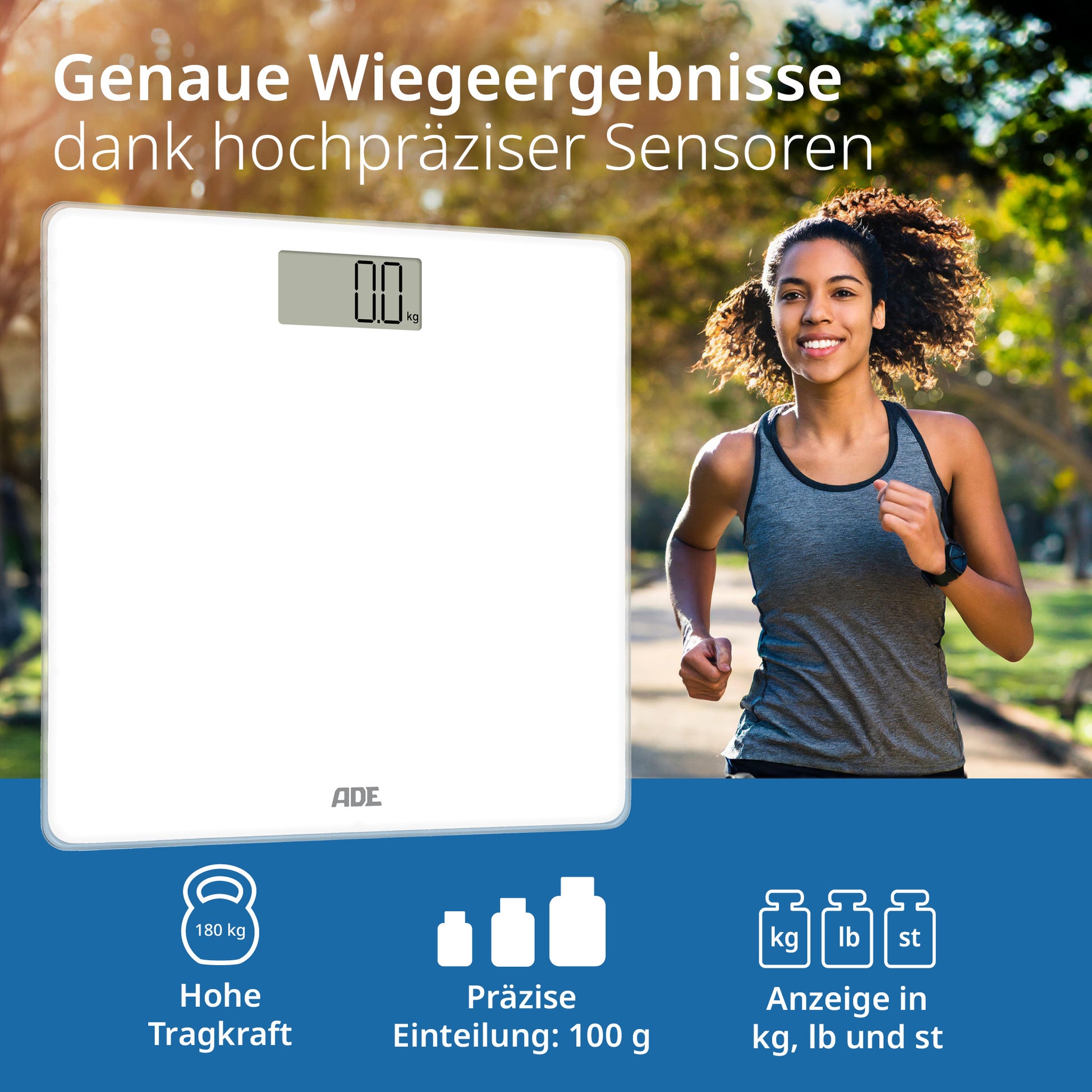 ADE Digitale Personenwaage Amina – Glas – 180 kg