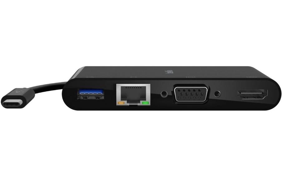 Belkin AVC004BTBK USB-C Multiport-Adapter – HDMI, VGA, RJ-45, USB-A, 4K (3840 × 2160) – 15 cm – Schwarz