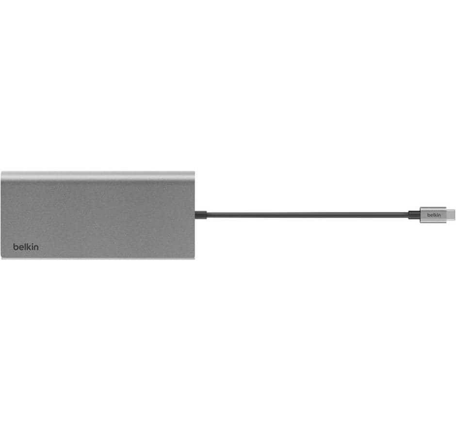 Belkin INC015BTSGY-CZ Multiport-Adapter – USB-C, 2× HDMI, 100 W PD, GbE, für Windows/Mac/iPadOS