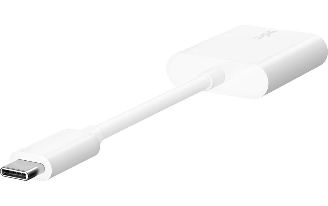 Belkin USB-C Audio- & Ladeadapter – 2× USB-C, 60 W USB-C PD – für iPad, Pixel, Galaxy – Weiss