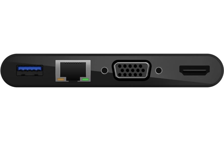 Belkin AVC005BTBK Multiport-Adapter – USB-C, 1× HDMI, 1× VGA, 1× USB-A, für Windows/Mac