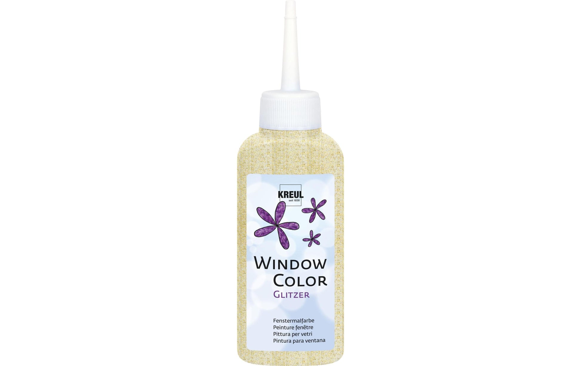 KREUL Fensterfarbe – Gold, Glitzer – 80 ml – für Glas, Folie