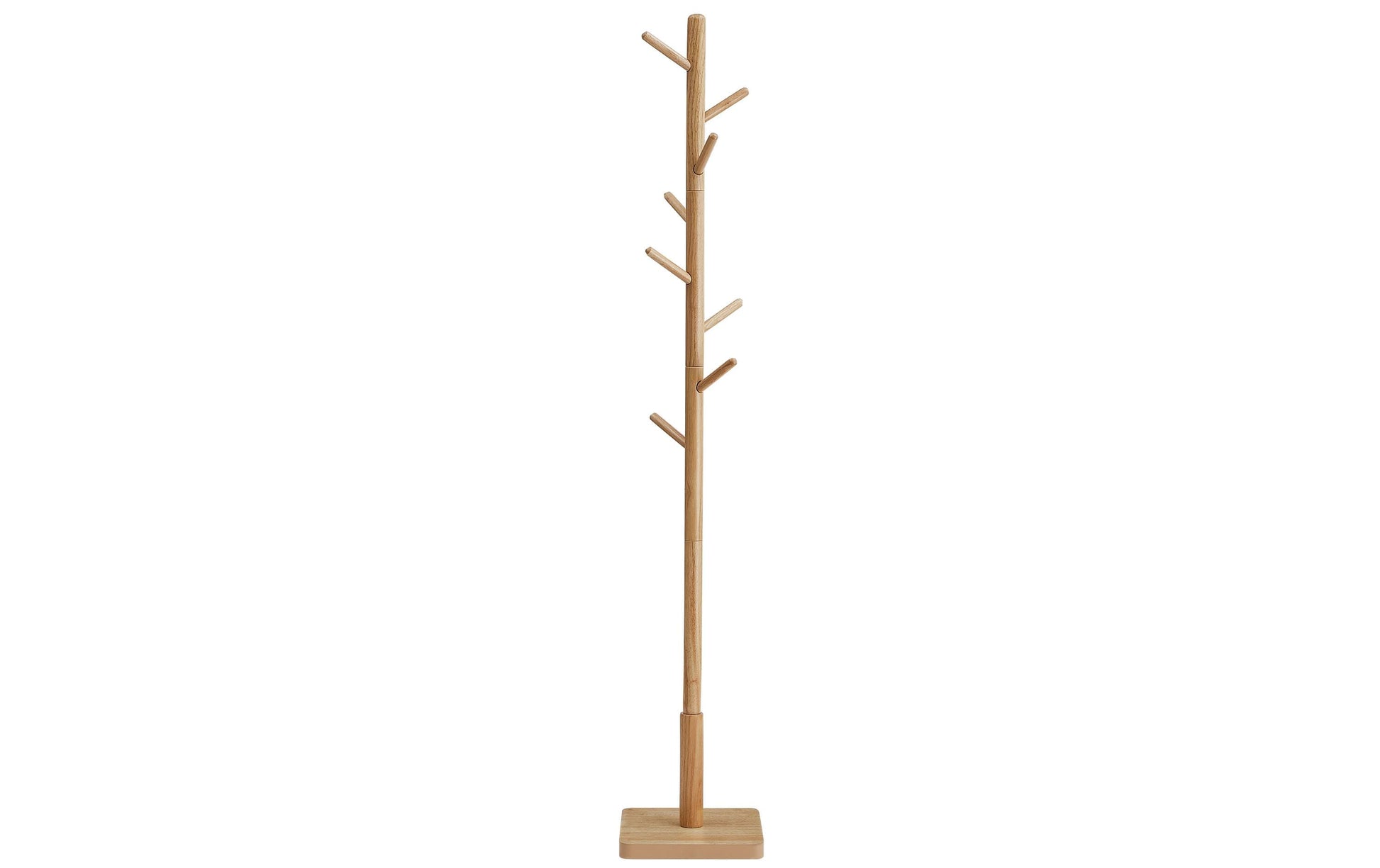 Vasagle Garderobenständer – 8 Haken, Gummibaumholz/MDF, Beige, 30 × 30 × 175 cm