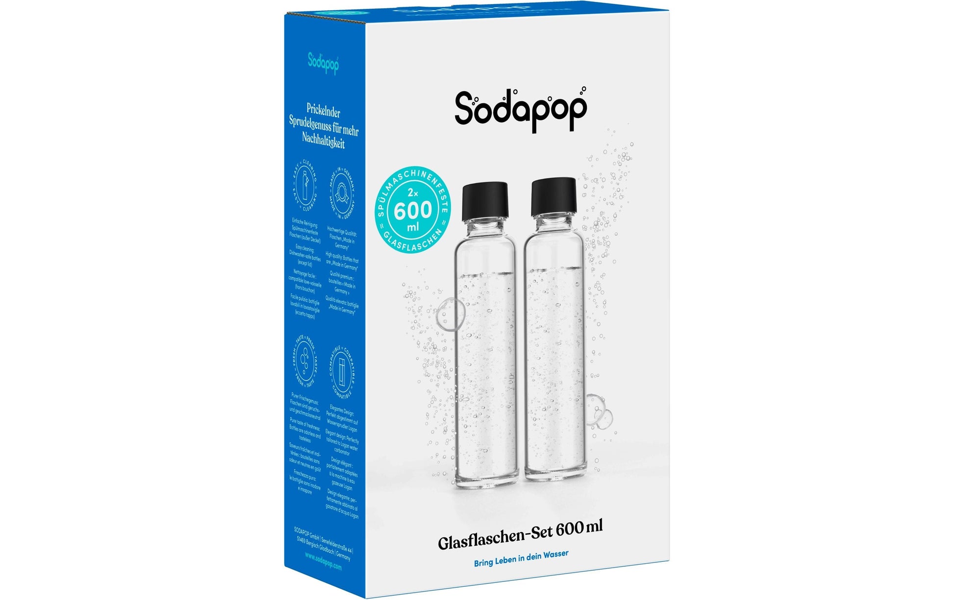 mySodapop Karbonisiererflasche 600 ml – für Logan, 2 Stk., Glas, Transparent