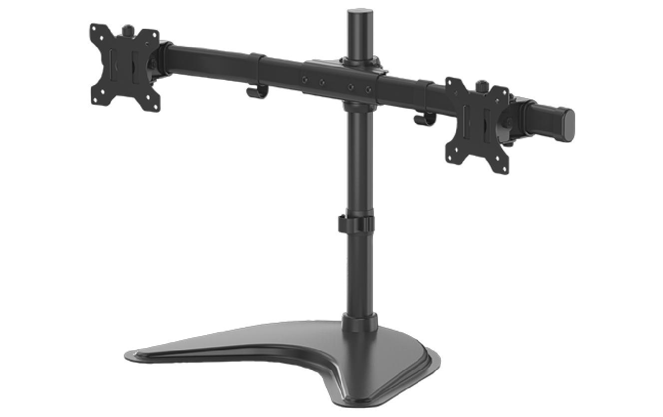 Fellowes Seasa – Monitorhalterung, 2 Monitore, Standfuss, bis 27", VESA 75 × 75/100 × 100 mm, 8 kg, Schwarz