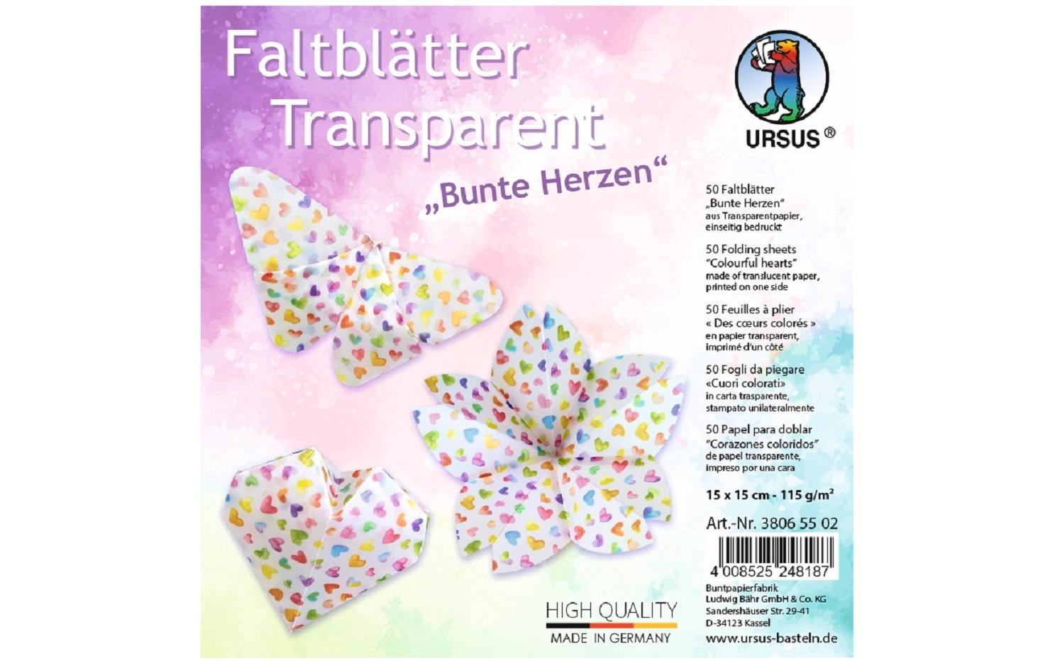 URSUS Origamipapier – 15 × 15 cm, Regenbogen, 115 g/m² – 50 Blatt