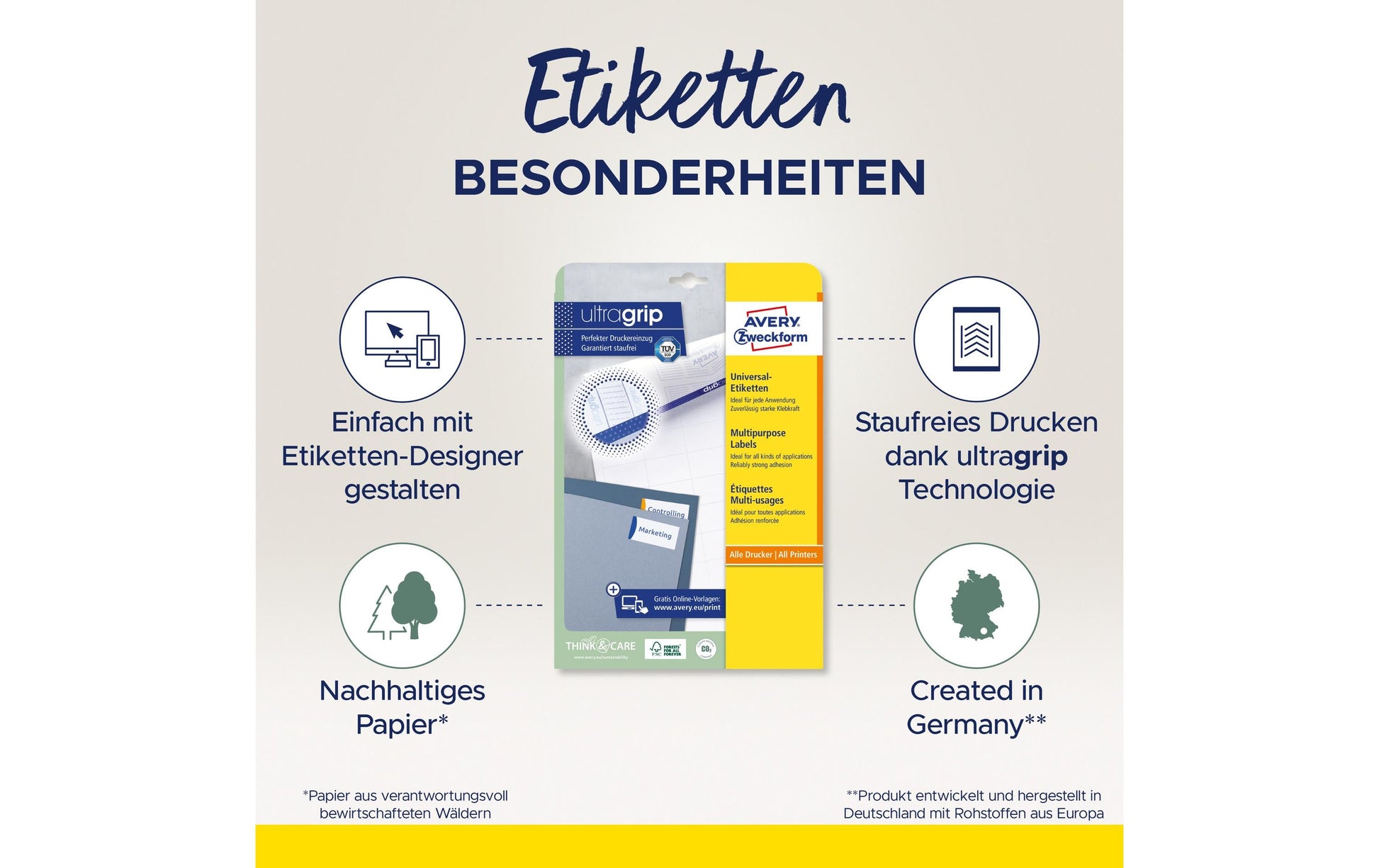 Avery 4789 – Etiketten A4 48 × 34 mm – weiss – permanent haftend – Laser/Inkjet – 30 Blätter (960 Stk.)