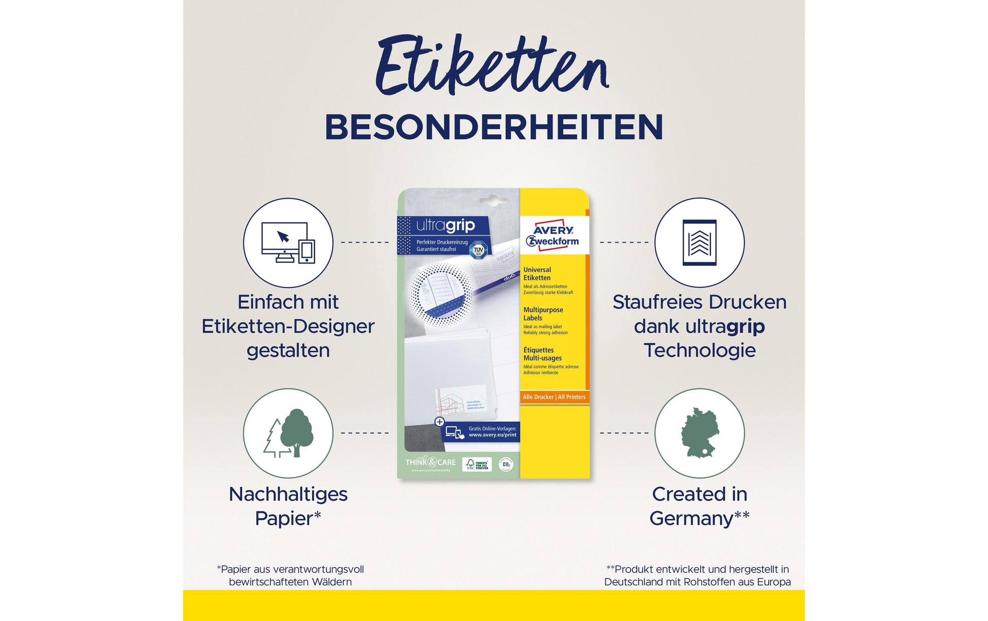 AVERY Zweckform 6137 – Etiketten A4 105 × 57 mm – Papier, weiss – permanent haftend – Laser/Inkjet