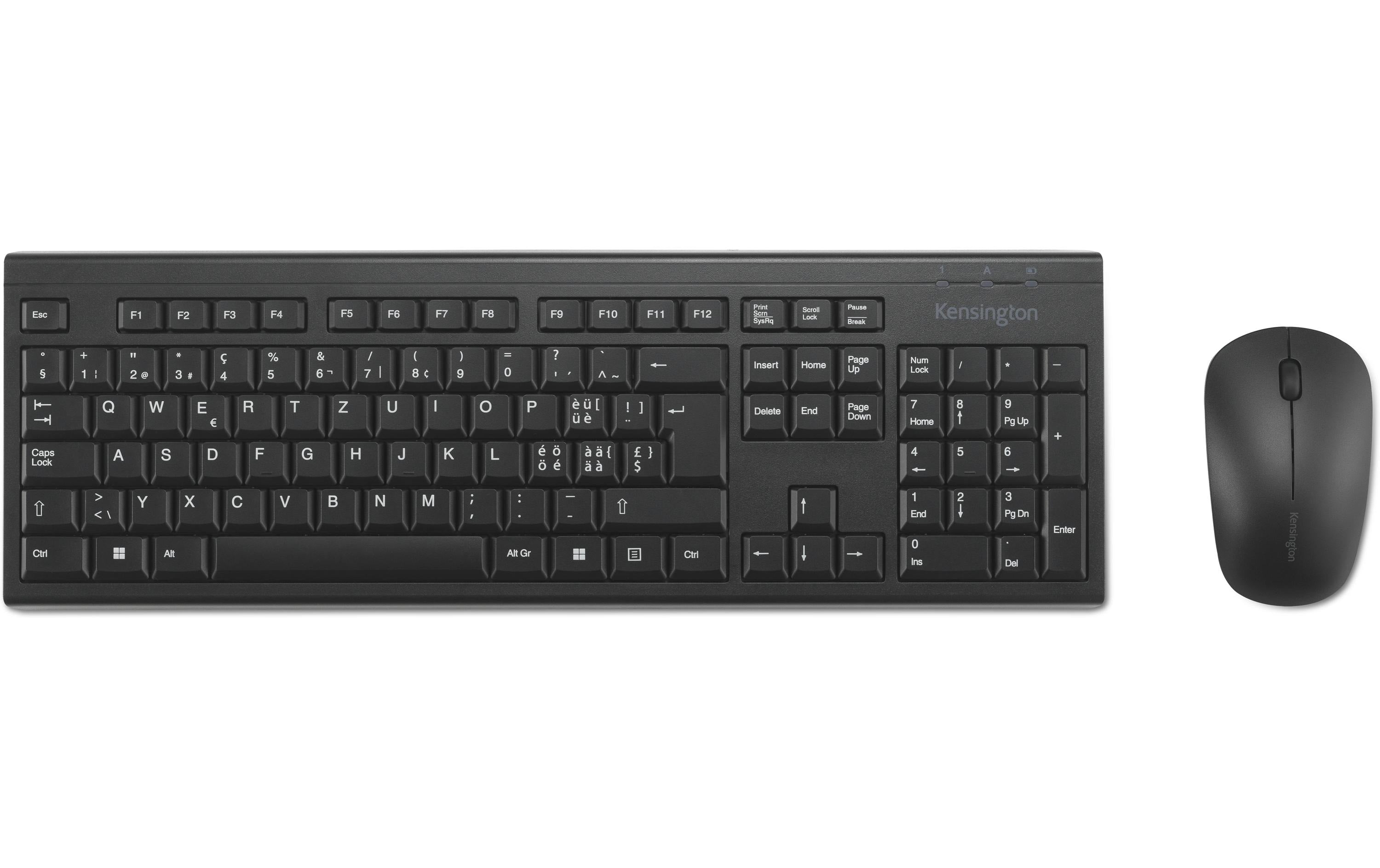 Kensington KM150 EQ – Tastatur-Maus-Set – 2,4 GHz USB-A (Nano-Empfänger) – QWERTZ (CH) – Schwarz