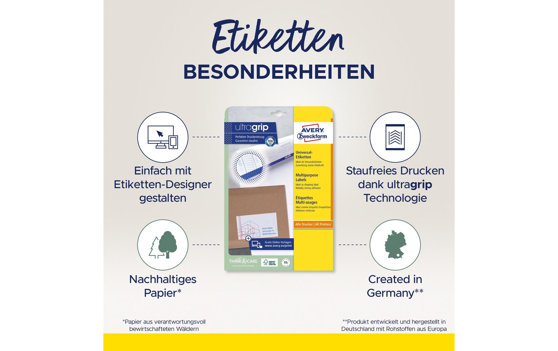 Avery 6138 – Etiketten A4 105 × 74 mm – Papier, weiss – Laser/Inkjet – 8 pro Blatt, 30 Blätter