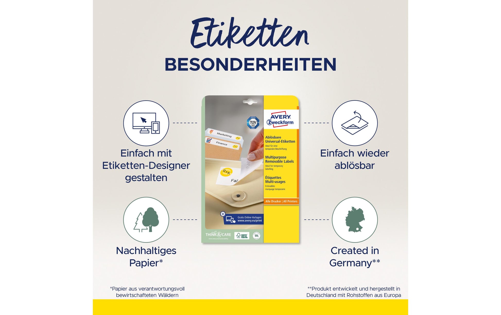 Avery Zweckform – Universal-Etiketten, 38 mm × 21 mm, weiss, Papier, wiederablösbar, 30 Blatt