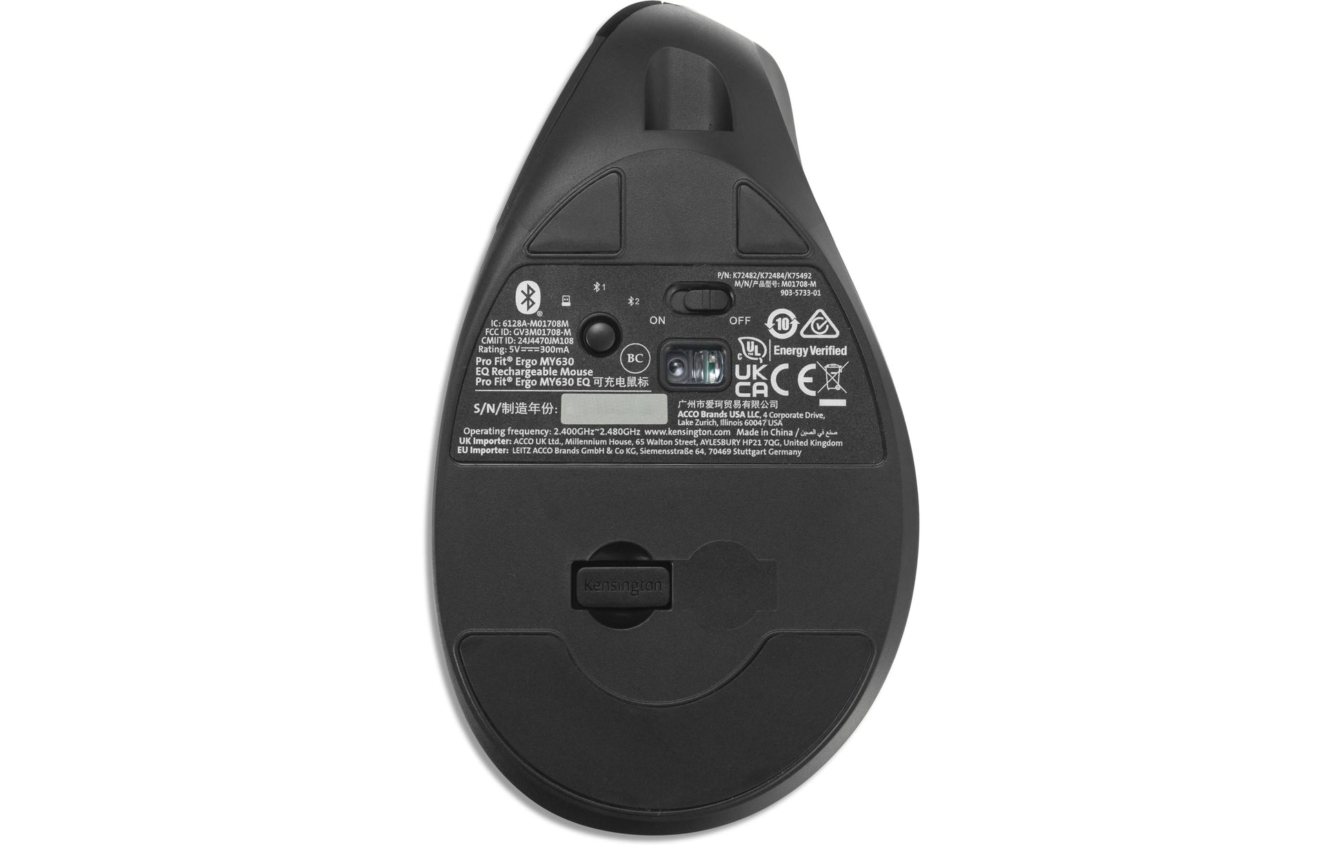 Kensington MY630 EQ Ergonomische Maus – kabellos, wiederaufladbar