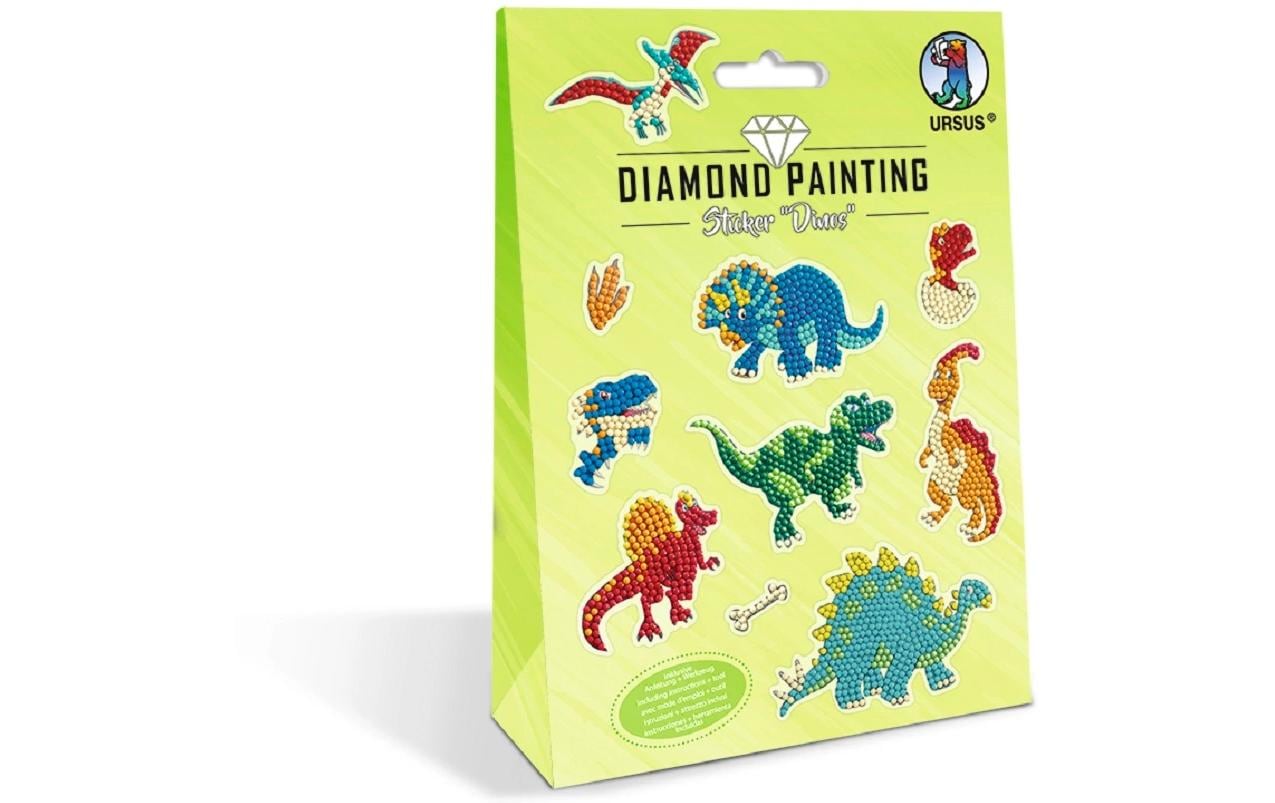 URSUS Diamond-Painting-Set Dinosaurier – ab 3 Jahren – Kunststoff, Mehrfarbig