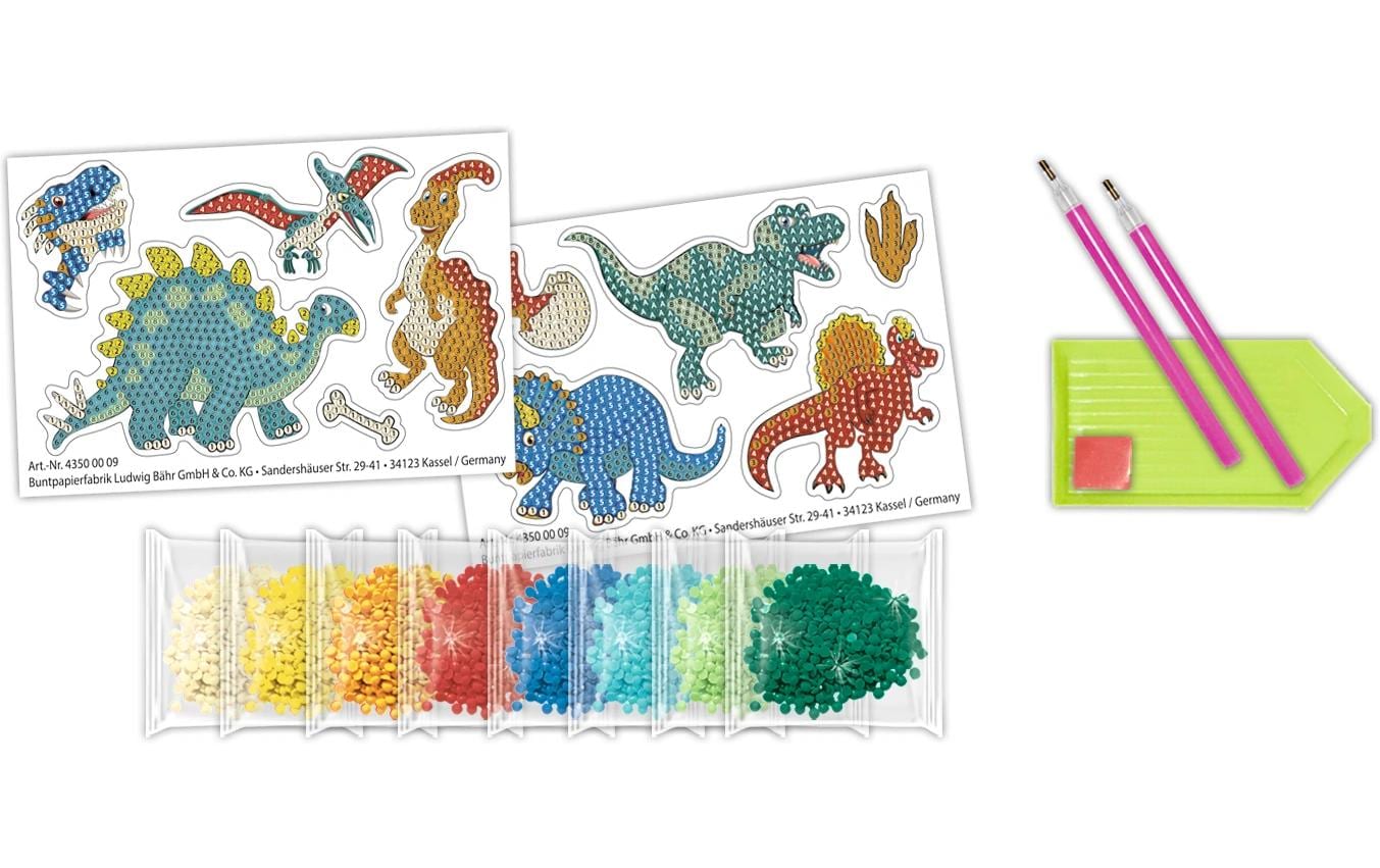 URSUS Diamond-Painting-Set Dinosaurier – ab 3 Jahren – Kunststoff, Mehrfarbig