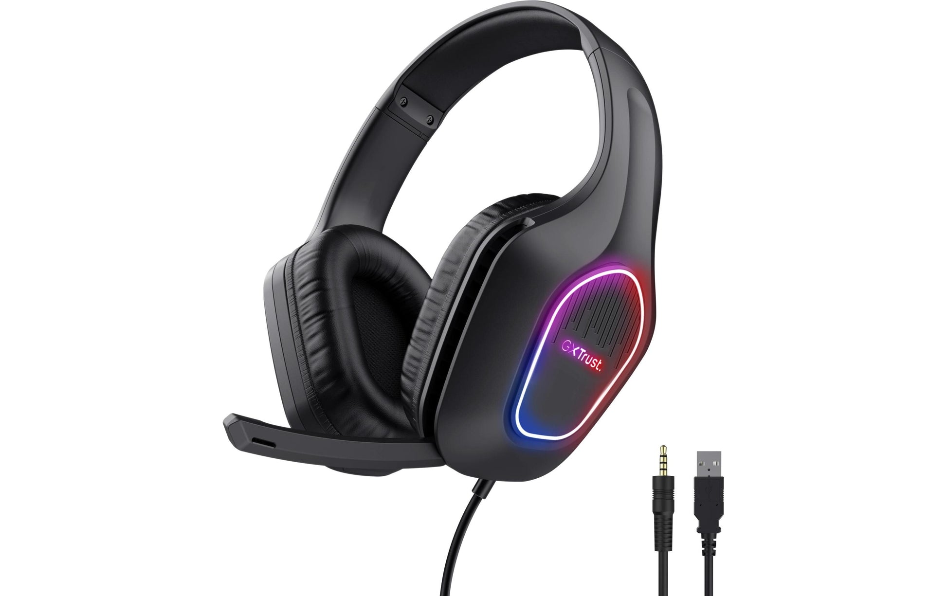 Trust GXT 416 Zirox Gaming-Headset – On-Ear, Stereo, Kabelgebunden, 3,5 mm Klinke + USB-A, Schwarz