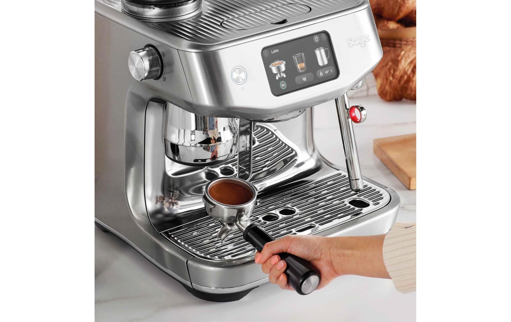 Sage Software Sage Oracle Jet SS Espressomaschine (Siebträger) – 9 bar, 2,3 l, Milchschaumdüse, Silber
