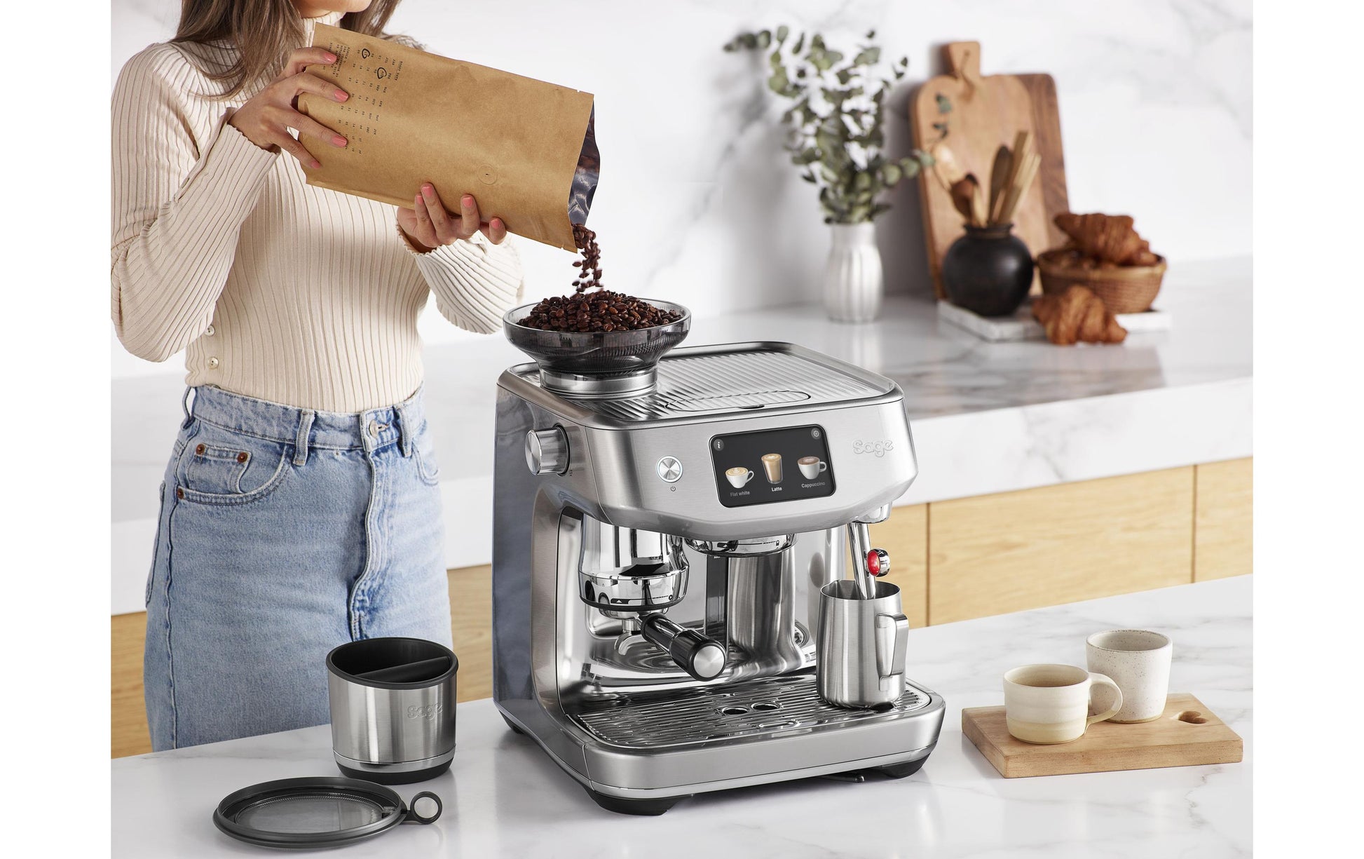 Sage Software Sage Oracle Jet SS Espressomaschine (Siebträger) – 9 bar, 2,3 l, Milchschaumdüse, Silber