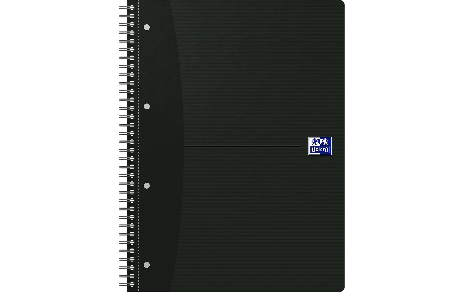 Oxford Collegeblock, liniert, Spiralbindung, Karton, 70 Blatt, perforiert, 4-fach gelocht, 90 g/m² – schwarz