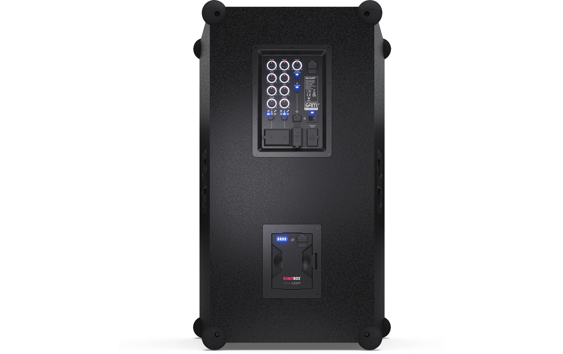 Sharp CP-LS200 – Party-Lautsprecher – 200 W, 8 h Akku, LED, Bluetooth 5.0, IPX4, Schwarz