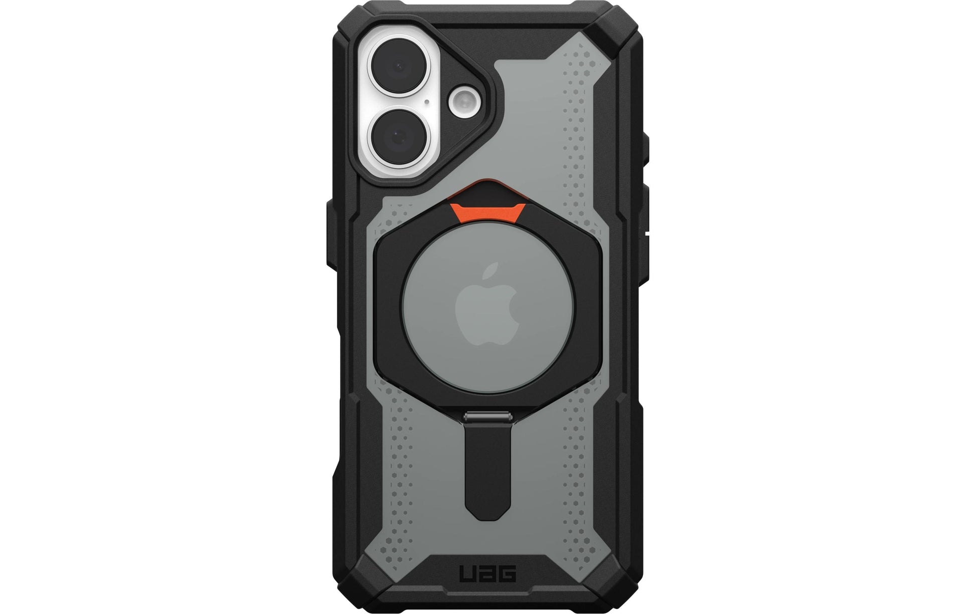 Urban Armor Gear Backcover – für Apple iPhone 16 – schwarz/orange – MagSafe-kompatibel