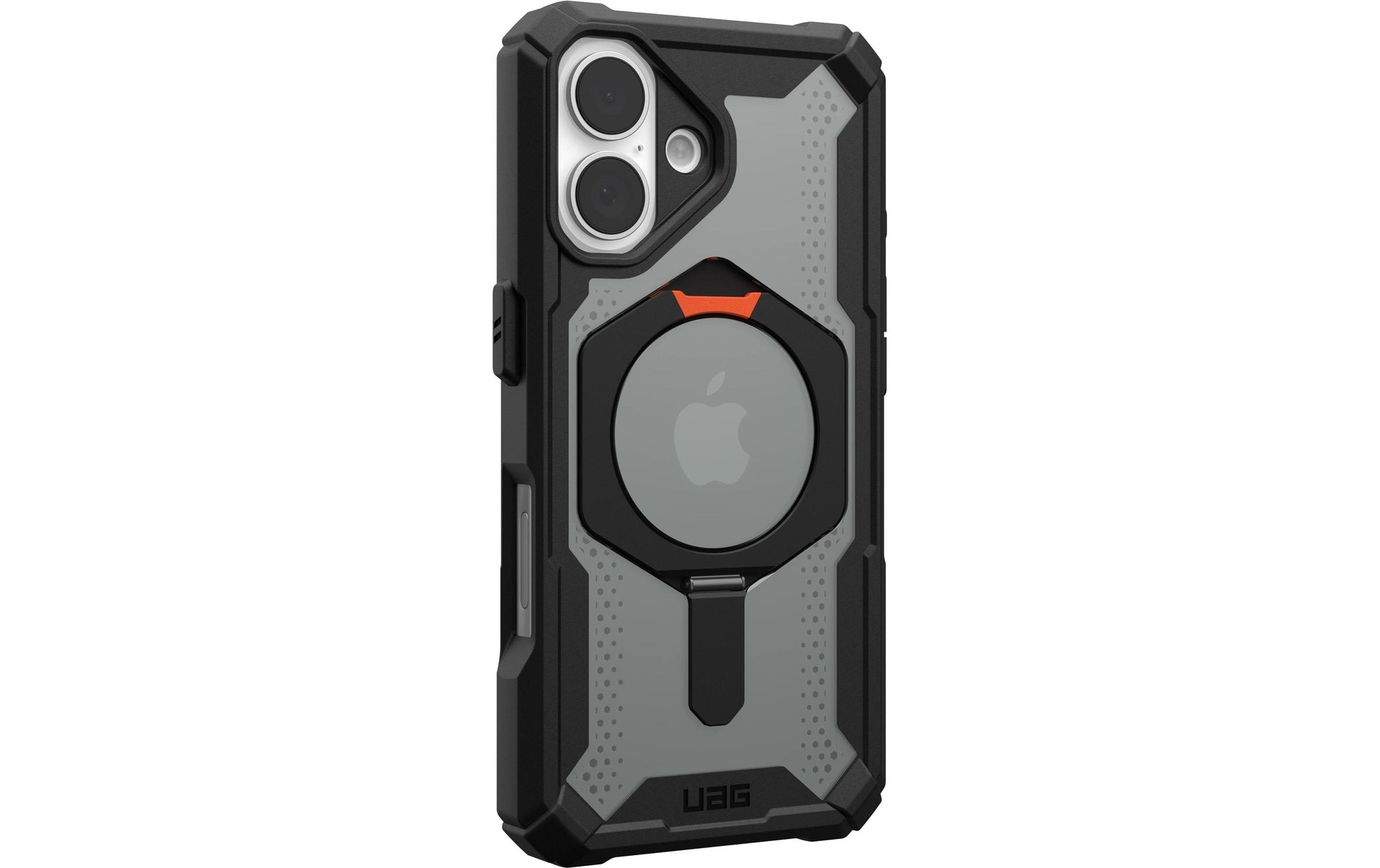 Urban Armor Gear Backcover – für Apple iPhone 16 – schwarz/orange – MagSafe-kompatibel