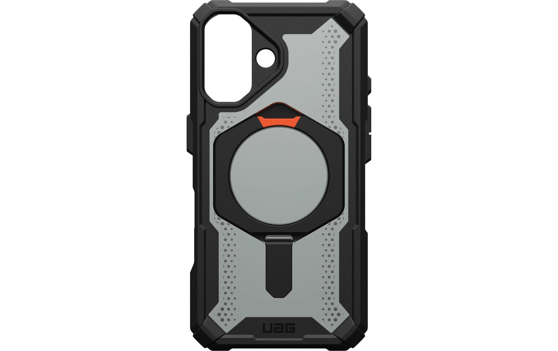 Urban Armor Gear Backcover – für Apple iPhone 16 – schwarz/orange – MagSafe-kompatibel