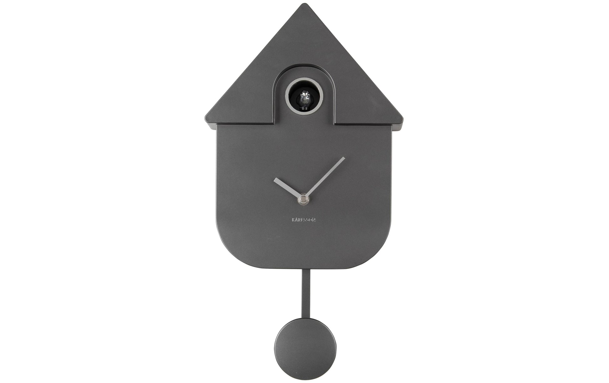 Karlsson Kuckuck Wanduhr – Analog, 21,5 × 41,0 × 8,5 cm, dunkelgrau, metallisch