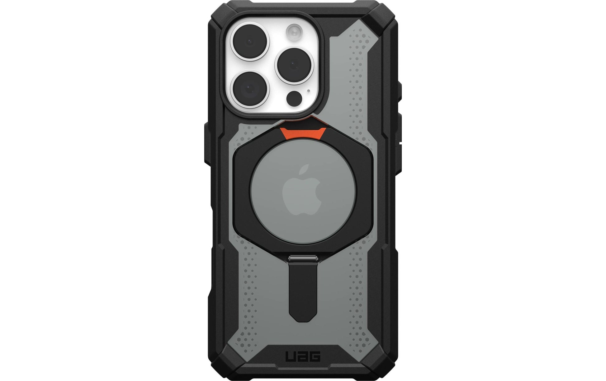 Urban Armor Gear Backcover Plasma XTE – für Apple iPhone 16 Pro – schwarz/orange – MagSafe kompatibel