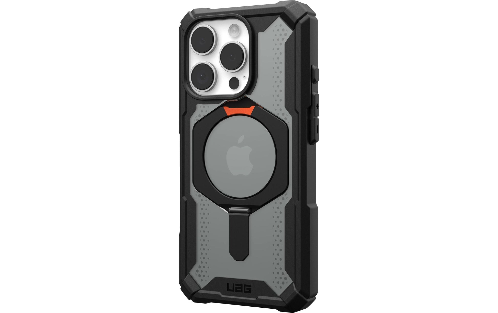 Urban Armor Gear Backcover Plasma XTE – für Apple iPhone 16 Pro – schwarz/orange – MagSafe kompatibel