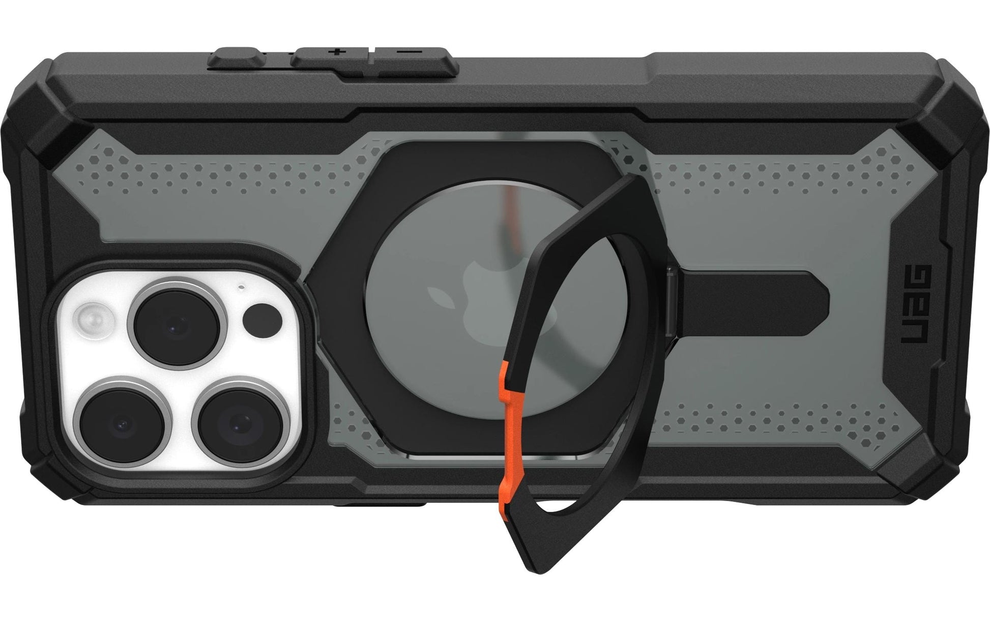 Urban Armor Gear Backcover Plasma XTE – für Apple iPhone 16 Pro – schwarz/orange – MagSafe kompatibel