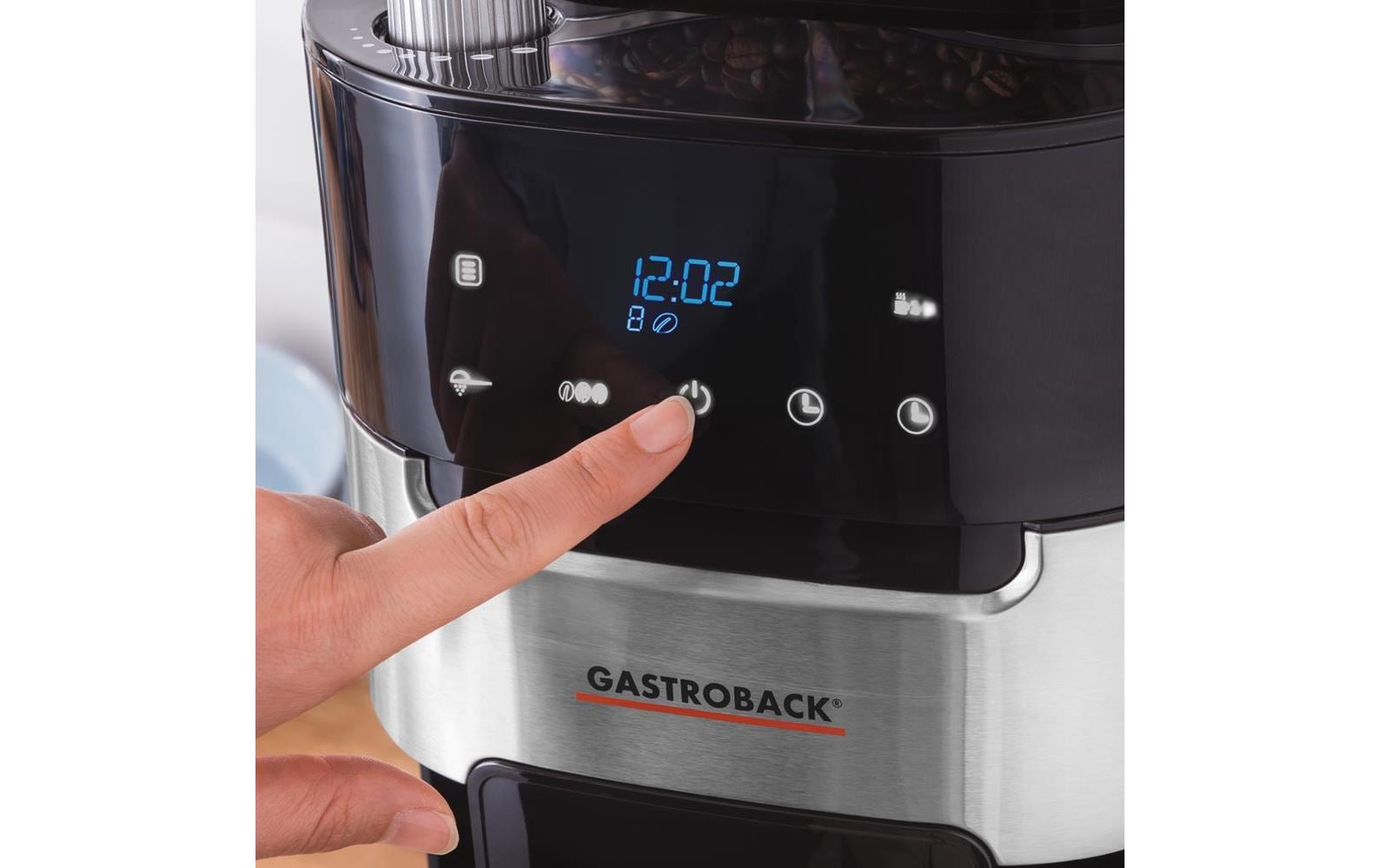 Gastroback Grind & Brew Pro Thermo 42711 S Filterkaffeemaschine – 8 Tassen, 1,0 l, Timer, Schwarz/Edelstahl