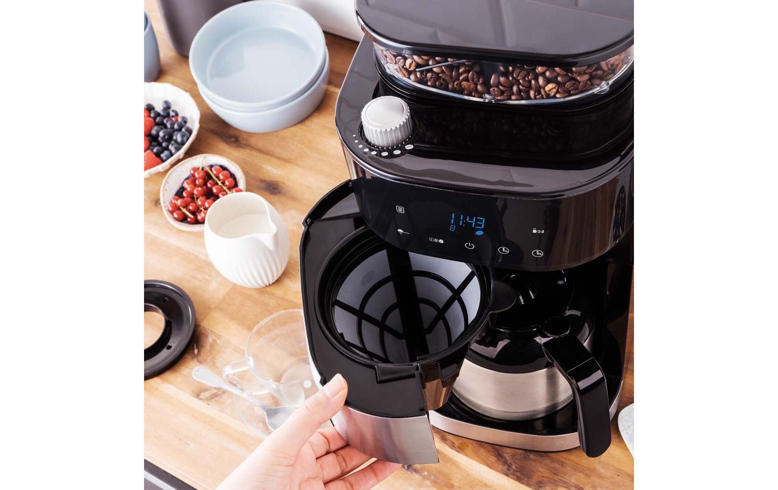 Gastroback Grind & Brew Pro Thermo 42711 S Filterkaffeemaschine – 8 Tassen, 1,0 l, Timer, Schwarz/Edelstahl
