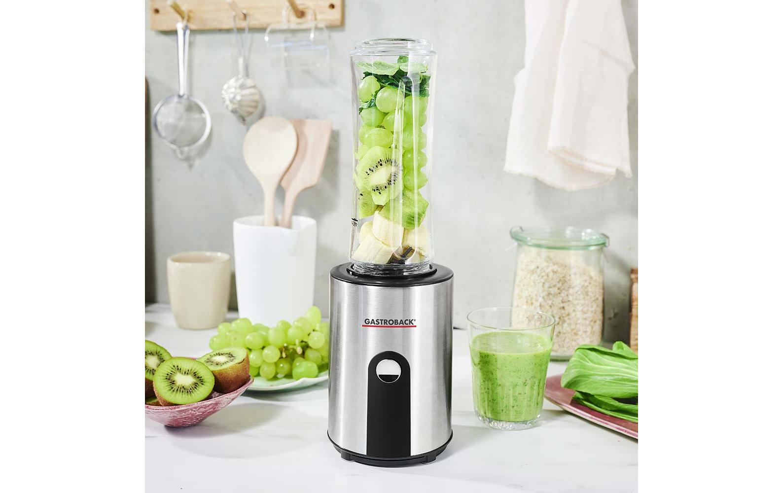 Gastroback Smoothie-Mixer 41033 – 0,6 l, 300 W, Eis-Crusher – schwarz/edelstahl